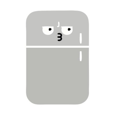 düz renk retro karikatür buzdolabı derin dondurucu