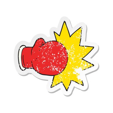 Retro sıkıntılı etiket bir karikatür boks eldiven