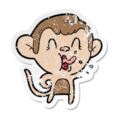 bir deli karikatür maymun sıkıntılı etiket