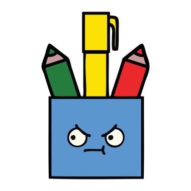 sevimli çizgi kalem pot