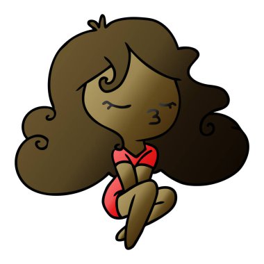 şirin kawaii kızın degrade çizgi film