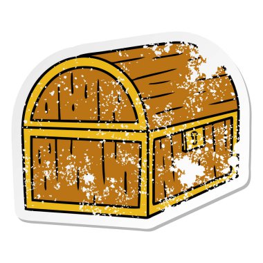 elle çizilmiş bir hazine sandığı, etiket karikatür doodle sıkıntılı