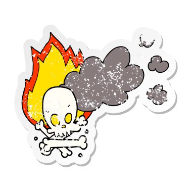 bir karikatür ürkütücü sıkıntılı etiket kemikleri yakma