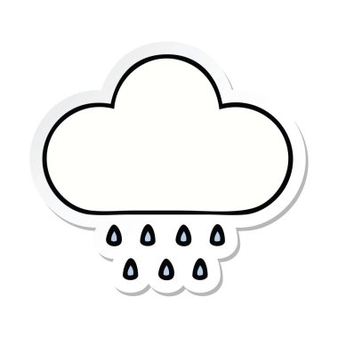 sevimli çizgi yağmur bulutu etiket