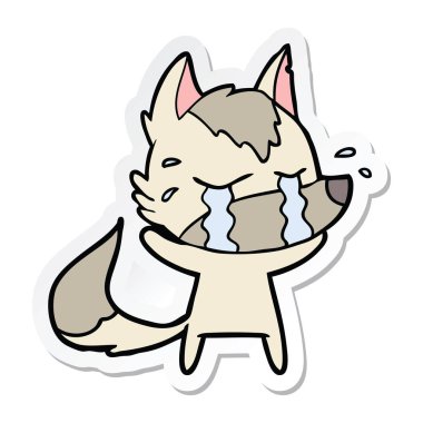 etiket bir karikatür ağlayan kurt