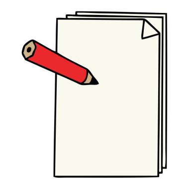 ilginç karikatür kağıt ve kalem el çekilmiş