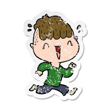 bir karikatür mutlu çocuk şaşırmış sıkıntılı etiket