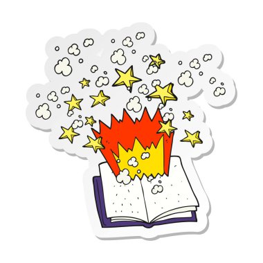 bir çizgi film sihirli spellbook etiket