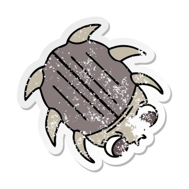 ilginç bir el sıkıntılı etiket karikatür böceği çizilmiş