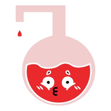 düz renk retro karikatür bir bilimsel deney 