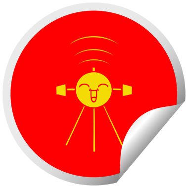 dairesel peeling etiket karikatür bir uydu