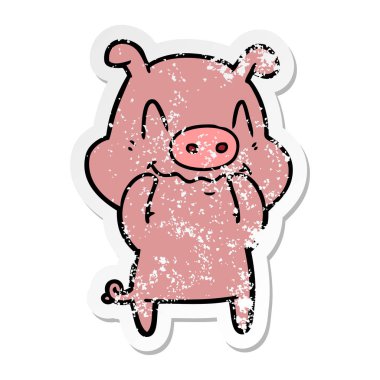 gergin çizgi film domuz bir sıkıntılı etiket