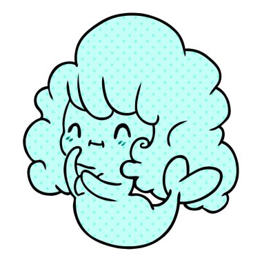 çizgi film illüstrasyon kawaii sevimli hayalet deniz kızı