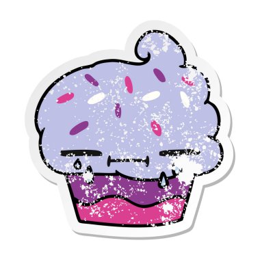 Ağlayan Kek sıkıntılı etiket karikatür