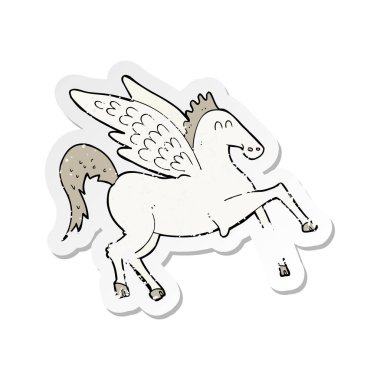 bir karikatür Retro sıkıntılı etiket pegasus