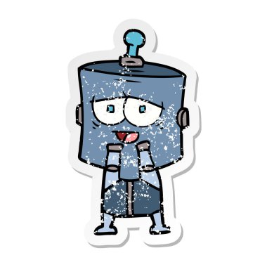 bir çizgi film robot sıkıntılı etiket