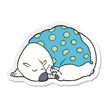 Uyuyan bir karikatür kutup ayısı etiketi