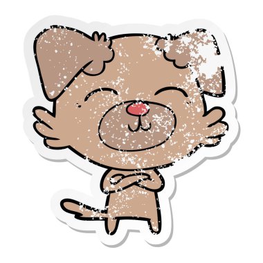 sıkıntılı etiket bir karikatür köpek