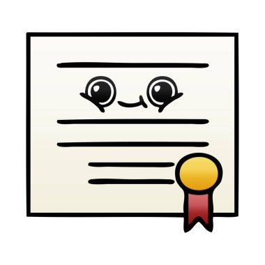 Mezuniyet diploma degrade gölgeli çizgi film