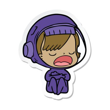 bir çizgi film konuşan astronotun etiket