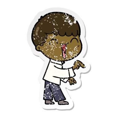 karikatür mutlu bir adamın sıkıntılı etiket