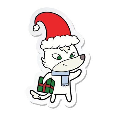 etiket bir dostu karikatür Noel kurt