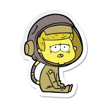 bir çizgi film yorgun astronotun etiket