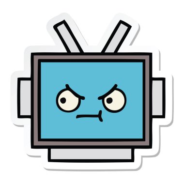 etiket sevimli çizgi robot baş