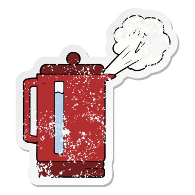 çizgi film kaynar elektrikli su ısıtıcısı sıkıntılı etiket