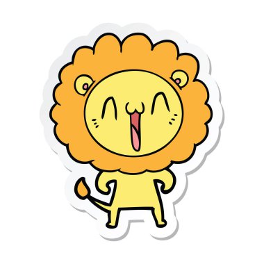 etiket mutlu karikatür aslan