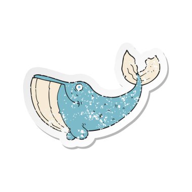 bir çizgi film balinanın Retro sıkıntılı etiket