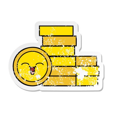 sevimli çizgi sıkıntılı etiket paralar