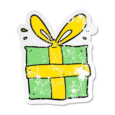 bir çizgi film sarılmış hediye sıkıntılı etiket