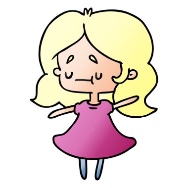 bir şirin kawaii kız degrade çizgi film gösterimi