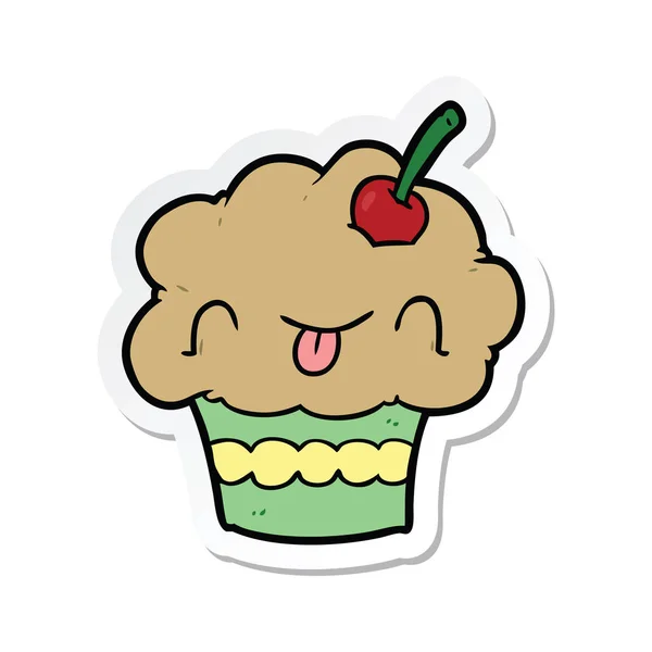 Sticker Van Een Cartoon Cupcake — Stockvector