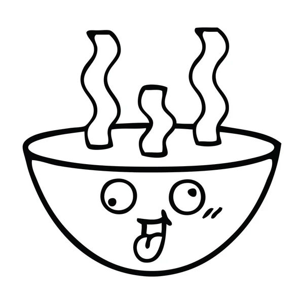 Kreslení čar kreslených misku horké polévky — Stockový vektor
