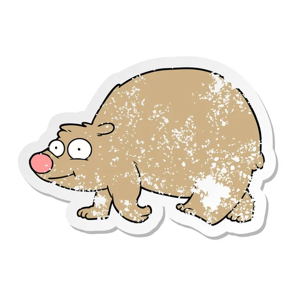 Distressed Sticker Cartoon Walking Bear — Stock Vector