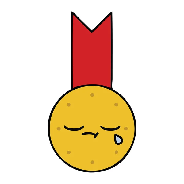 Niedliche Karikatur Einer Goldmedaille — Stockvektor