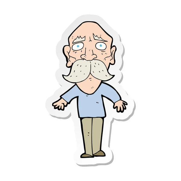 Sticker Cartoon Sad Old Man — Stock Vector