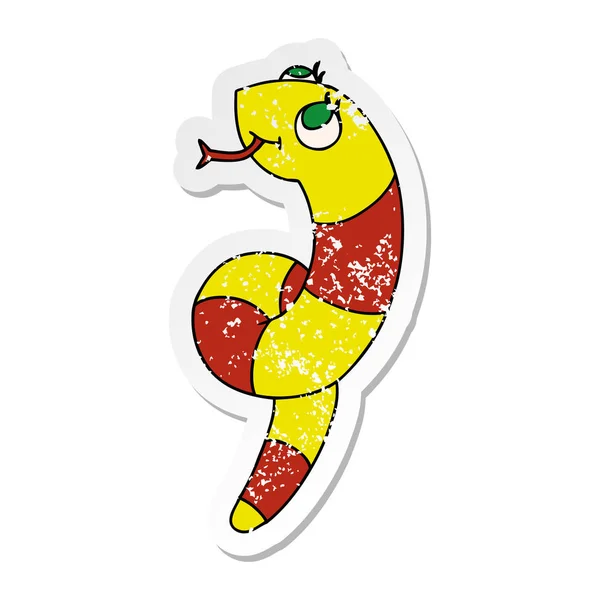 Affligé Autocollant Dessin Animé Illustration Kawaii Serpent Mignon — Image vectorielle