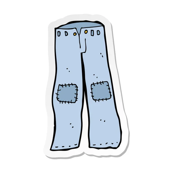 Aufkleber einer Cartoon geflickten alten Jeans — Stockvektor