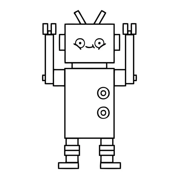 Linienzeichnung Karikatur Eines Roboters — Stockvektor