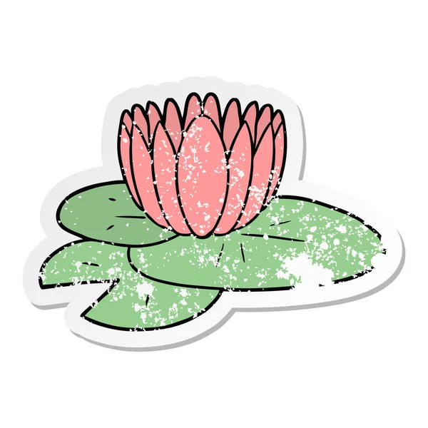 Distressed Sticker Cartoon Water Lily — Stock Vector