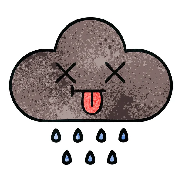 Retro grunge doku karikatür fırtına yağmur bulutu