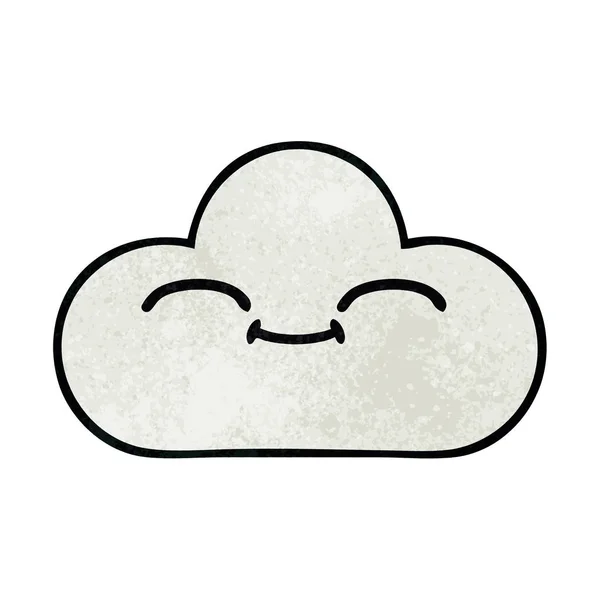 Retro Grunge Texture Cartoon White Cloud — Stock Vector