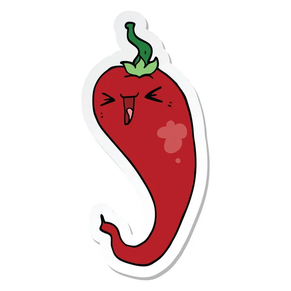 Sticker of a cartoon hot chili pepper — Stock Vector