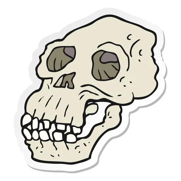 Pegatina Dibujo Animado Antiguo Cráneo — Vector de stock