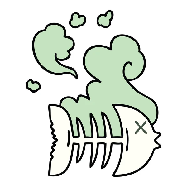 Eccentrico disegnato a mano cartone animato morto pesce — Vettoriale Stock