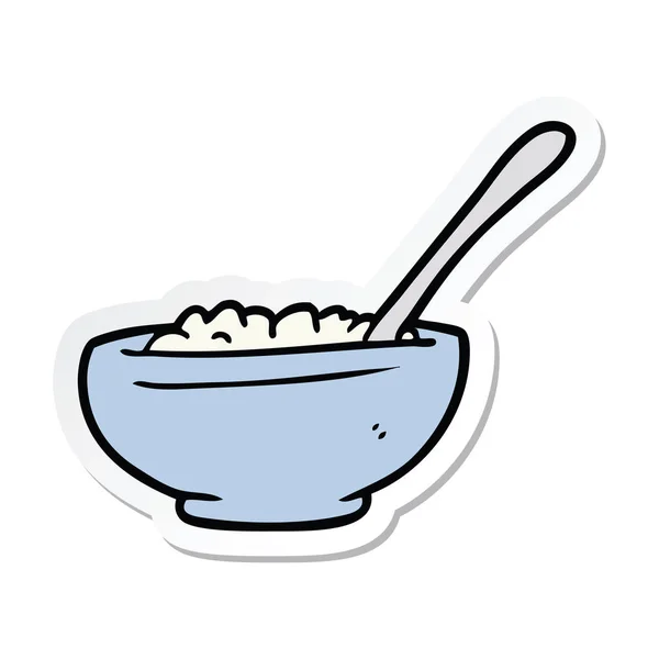 Sticker van de kom van een cartoon van rijst — Stockvector