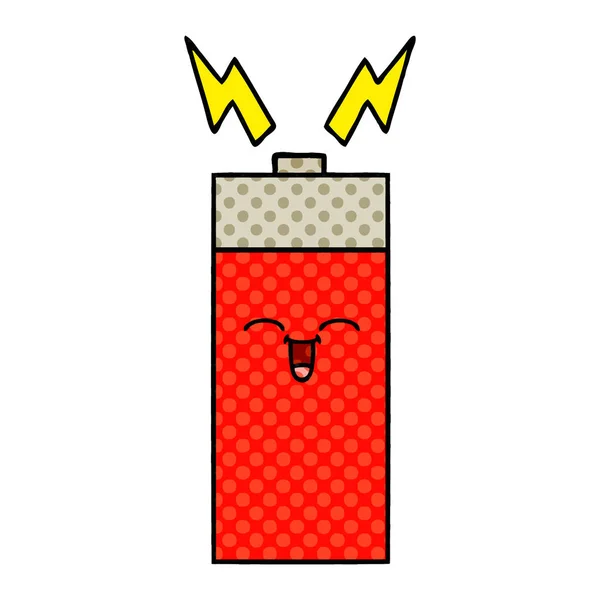Comic Book Style Cartoon Battery — Stock Vector